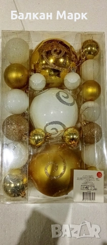 Коледни играчки, топки – комплект 37 броя,3цветови варианта, снимка 4 - Декорация за дома - 51977545