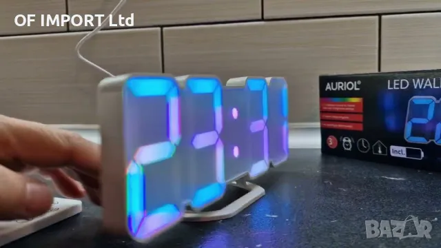 3D LED Дигитален Стенен или Настолен Часовник AURIOL, снимка 7 - Други стоки за дома - 49916300