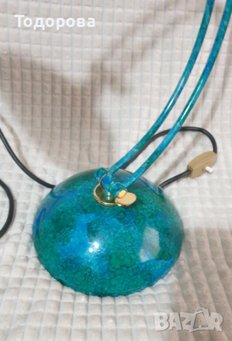 Настолна нощна лампа с тюркоазено - зелен цвят, снимка 7 - Антикварни и старинни предмети - 53209819