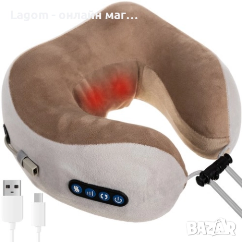 Масажна възглавница за пътуване Soulima с мемори пяна и функция за вибрация за опора на врата, снимка 5 - Масажори - 52561334