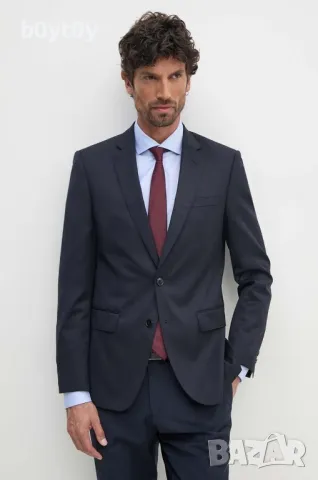 Вълнено сако Hugo Boss в тъмносиньо , снимка 6 - Сака - 50211747