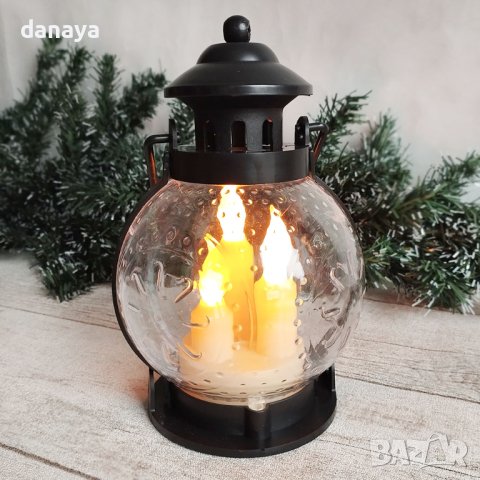 4141 Декоративен Led фенер лампа с реалистични свещи, 20 см