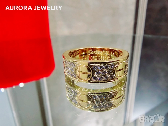 CARTIER Love Band Gold Classic Model Paved Diamonds Пръстен
