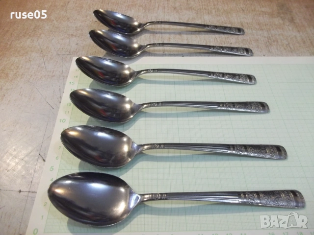 Лот от 6 бр. лъжици с релефни дръжки, снимка 3 - Прибори за хранене, готвене и сервиране - 53134244