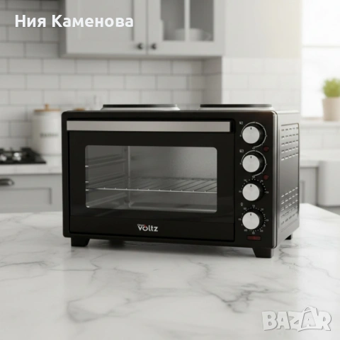 Готварска печка Voltz с фурна и 2 котлона 3200W, компактна електрическа печка за кухня, снимка 5 - Печки, фурни - 53012955