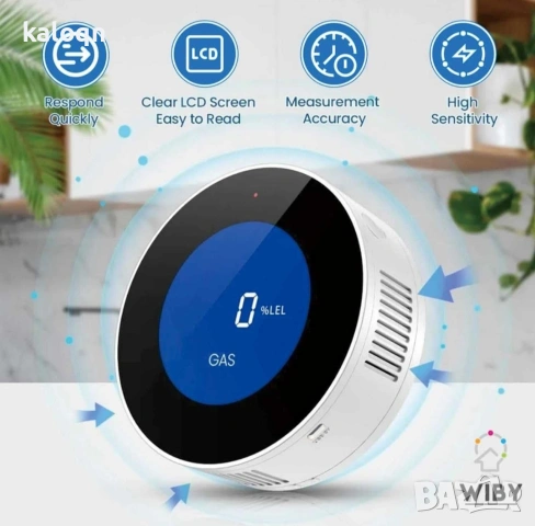 WiFi газодетектор, с LCD дисплей, съвместим с Alexa/Google Home, снимка 2 - Резервни части за телефони - 53672073