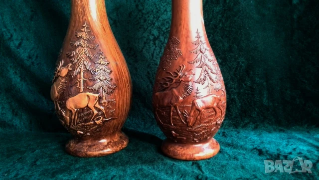 Вази с ловни мотиви -Елени, снимка 3 - Други ценни предмети - 51359911