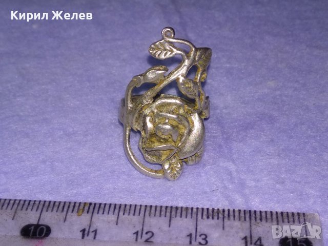 Стар ПРЕКРАСЕН ФЛОРАЛЕН АРТ НУВО СРЕБЪРЕН ПРЪСТЕН РОЗА - ВИСОКА ПРОБА СРЕБРО МАЙСТОРСКА РАБОТА 40613, снимка 14 - Антикварни и старинни предмети - 42644214