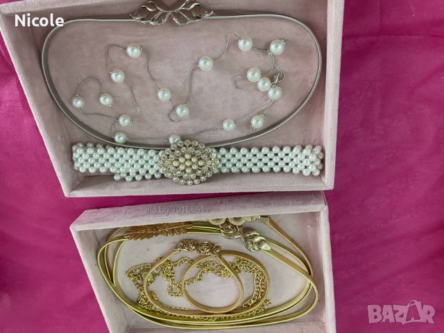 Уникални дамски колани-златни, сребърни, перлени, еластични, с регулиране на закопчаването, снимка 7 - Колани - 50830001