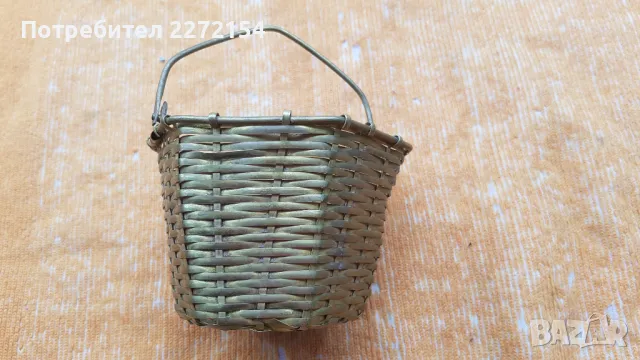 Бронзова плетена кошница, снимка 2 - Антикварни и старинни предмети - 50226056
