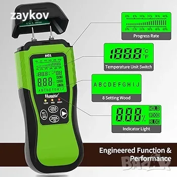 Huepar Цифров влагомер за дървесина, снимка 5 - Измервателни инструменти - 49046256