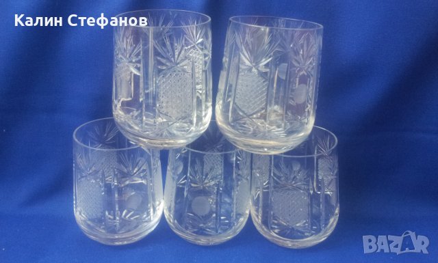 Български кристални чаши за уиски или друг алкохол – 5 бр, снимка 5 - Чаши - 40867611