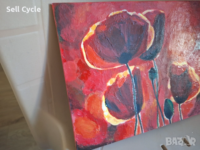 ✅КАРТИНА АКРИЛ - МАКОВЕ - 19/24 СМ.❗, снимка 3 - Картини - 51529707