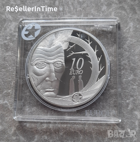 Възпоменателна сребърна монета 10 Euros Samuel Beckett, снимка 1