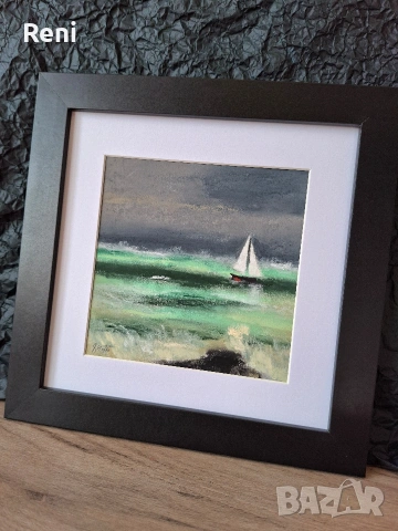 Преди буря, пастелна картина, оригинал, снимка 4 - Картини - 53845813