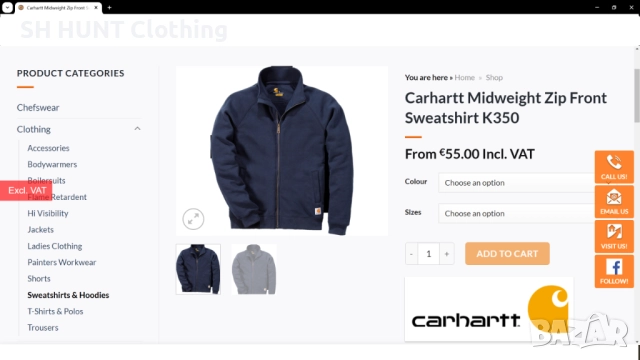 Carhartt Midweight Zip Front Sweatshirt K350 размер S Горница W4-334, снимка 2 - Суичъри - 51993825