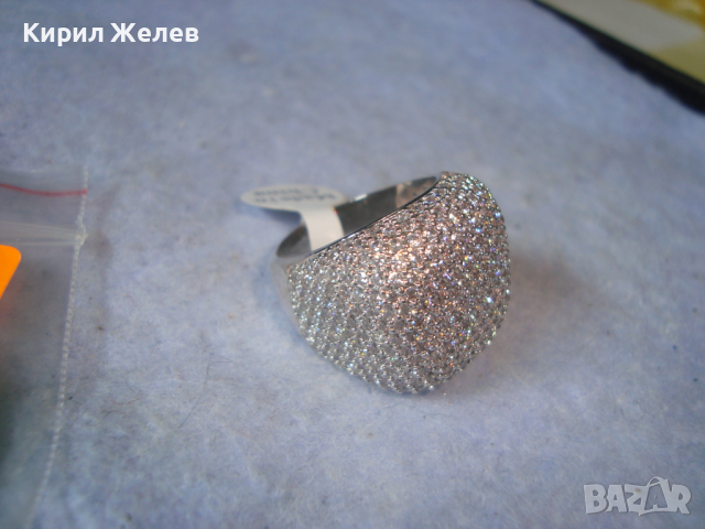 КРАСИВ НОВ ПРЪСТЕН с МИНИАТЮРНИ ЦИРКОНИ и БЯЛА ПОЗЛАТА 17516, снимка 6 - Пръстени - 36422546