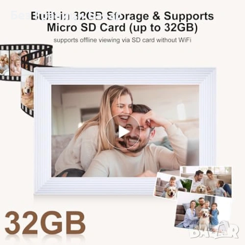 Нова WiFi фото рамка 10.1" Frameo HD IPS тъчскрийн 32GB стенен монтаж, снимка 6 - Друга електроника - 53843292