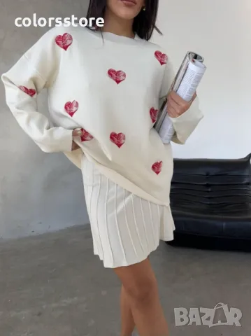 Дамски сет с пола Hearts white