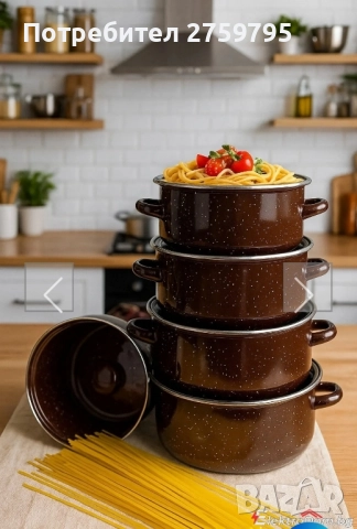 НОВО.Комплект 5 броя тенджери, със 5 бр стъклени капаци Висококачествена изработка,Кафяв .