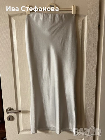 🌸Нова дълга течно злато елегантна пола тип русалка сатен сатенена, снимка 2 - Поли - 49884657