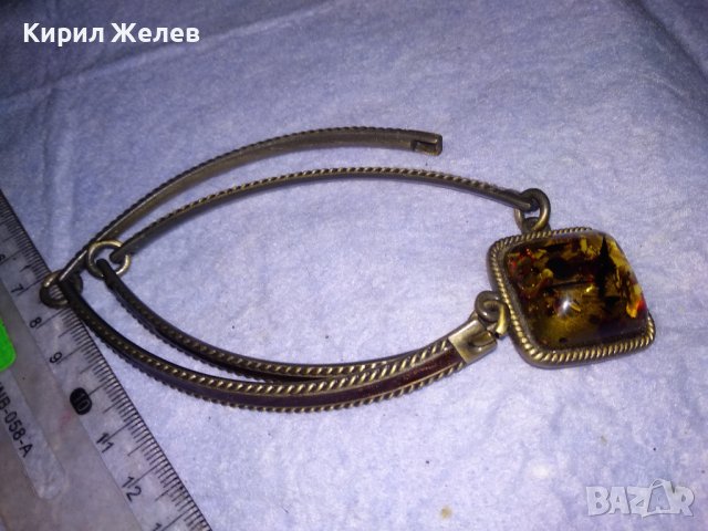 ЕФЕКТНО ШАРМАНТНО БРОНЗОВО ВИНТИДЖ АРТ ДЕКО СТИЛ КЕХЛИБАРЕНО КОЛИЕ 38662, снимка 13 - Колиета, медальони, синджири - 41638690