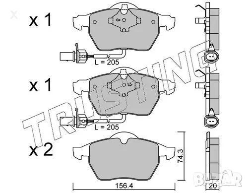 Trusting 323.0 Предни накладки AUDI SEAT SKODA VW 1995-2013 OE 8E0698151K OE 4B0698151J OE 