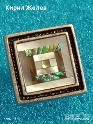 ВИНТИДЖ СРЕБЪРНО КОПЧЕ за РЪКАВЕЛИ с ЦВЕТЕН СЕДЕФ ЮВЕЛИРНА ИЗРАБОТКА 34019, снимка 3 - Други ценни предмети - 52855284