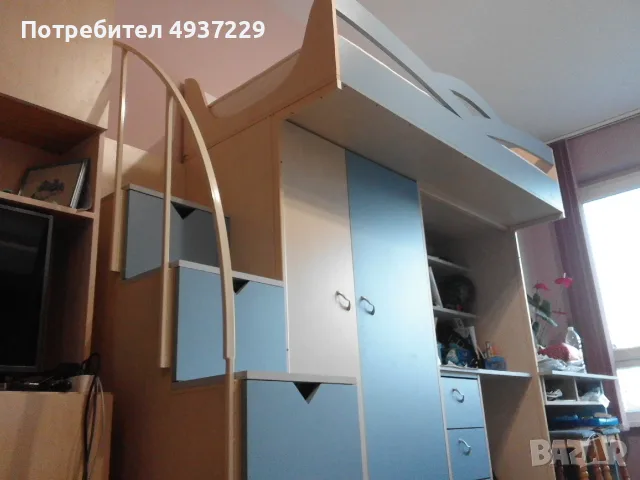 Комбинирано легло с гардероб, бюра и стълби., снимка 3 - Мебели за детската стая - 55912625