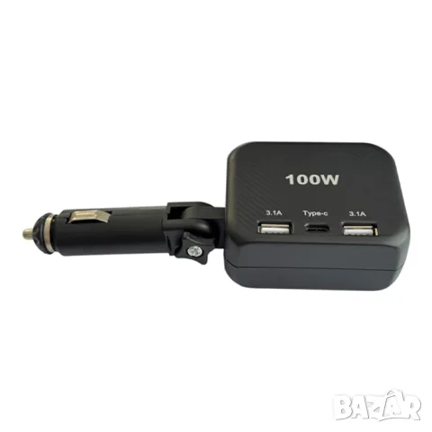 Разклонител за запалка 100W с 2 USB и Type-C порт, снимка 2 - Аксесоари и консумативи - 55863049