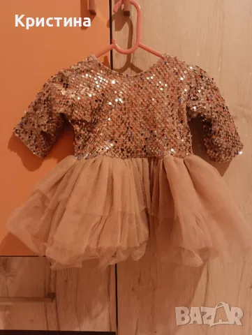 Комплект розови рокли за майка и дъщеря от кадифе с пайети и тюл!, снимка 17 - Рокли - 48654354