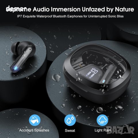 Безжични слушалки, Bluetooth 5.3 слушалки в ухото, 36 часа, черни, снимка 6 - Безжични слушалки - 44277149