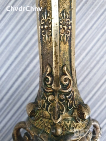 46см-3кг стар френски църковен бронзов свещник с фигури-гаргойли, снимка 4 - Антикварни и старинни предмети - 51441811