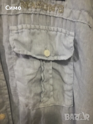 МASON'S - Ленена Мъжка Риза Къс Ръкав, снимка 5 - Ризи - 53201937