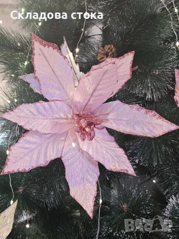 Коледна звезда декорация за елха, Pink Christmas