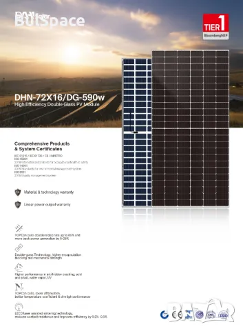 Фотоволтаичен панел DAH Solar 590 Wp, снимка 1 - Друга електроника - 49279691