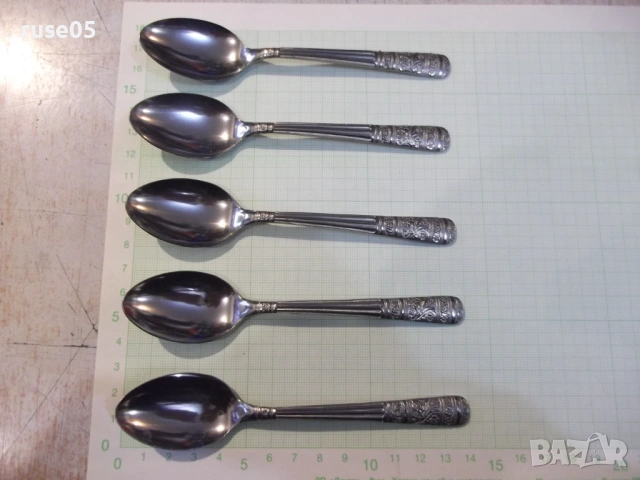 Лот от 5 бр. лъжици с релефни дръжки