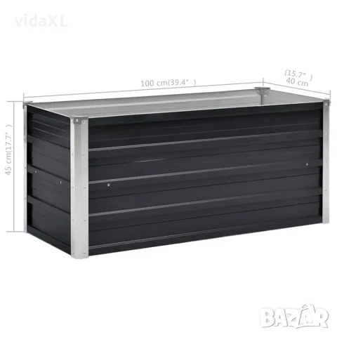 vidaXL Градинска висока леха антрацит 100x40x45 см поцинкована стомана, снимка 8 - Саксии и кашпи - 56147567