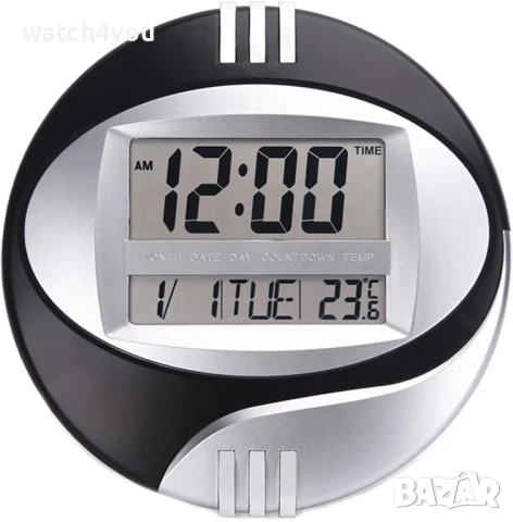  ДИГИТАЛЕН СТЕНЕН ЧАСОВНИК С ТЕМПЕРАТУРА.ЕЛЕКТРОННИ СТЕННИ ЧАСОВНИЦИ.БЕЗШУМЕН ПЛАВЕН МЕХАНИЗЪМ. ТОП, снимка 4 - Стенни часовници - 47813988