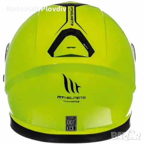 Промоция!!! Каска MT Thunder 3 Fluo Yellow мото мотор писта турър, снимка 2 - Аксесоари и консумативи - 48719500