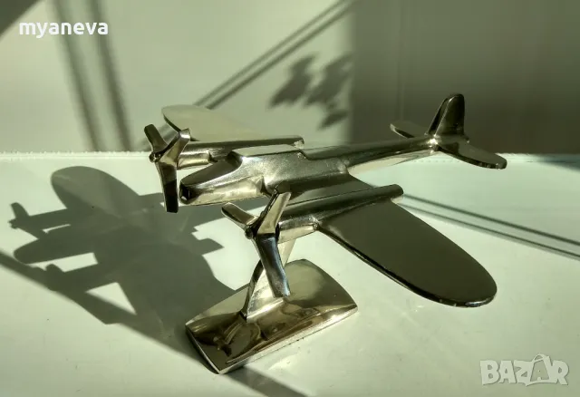 Хромиран, масивен, английски самолет в стил Art Deco , снимка 6 - Статуетки - 49292658