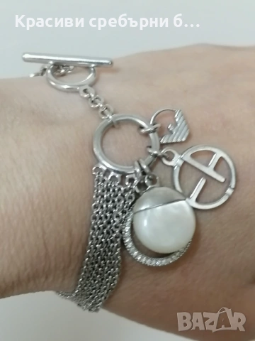 Сребърна гривна оригинал на Emporio Armani , снимка 7 - Гривни - 53750742