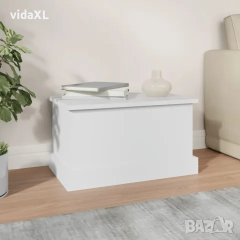 vidaXL Кутия за съхранение, бяла, 50x30x28 см, инженерно дърво, снимка 3 - Скринове - 56147964
