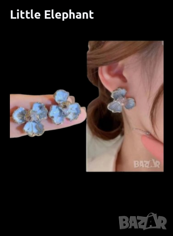 Сребърни обеци,orchid,колекция"Flowers",blue/нови