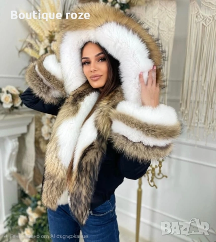 дамско яке парка с ест.косъм , снимка 2 - Якета - 53251482