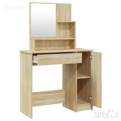 vidaXL Тоалетка с огледало, дъб сонома, 86,5x35x136 см, снимка 7 - Тоалетки - 56147805