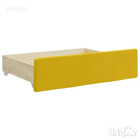 vidaXL Канапе с изтеглящо легло и чекмеджета жълто 100x200 см кадифе, снимка 10 - Спални и легла - 56146784