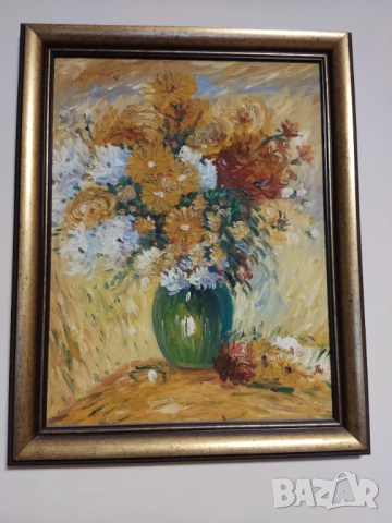 Маслена репродукция в/у платно „Букет от хризантеми“ на Реноар