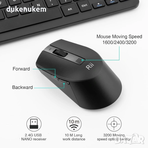 Безжичен комплект клавиатура и мишка 2.4G – ултратънък дизайн, QWERTZ (DE), снимка 4 - Клавиатури и мишки - 53372564