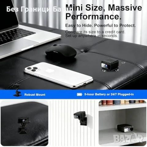 Нова Мини Камера AOBOCAM 4K WiFi MicroSD слот Нощно Виждане Детектор Движение охрана дом, снимка 7 - Други - 56224075